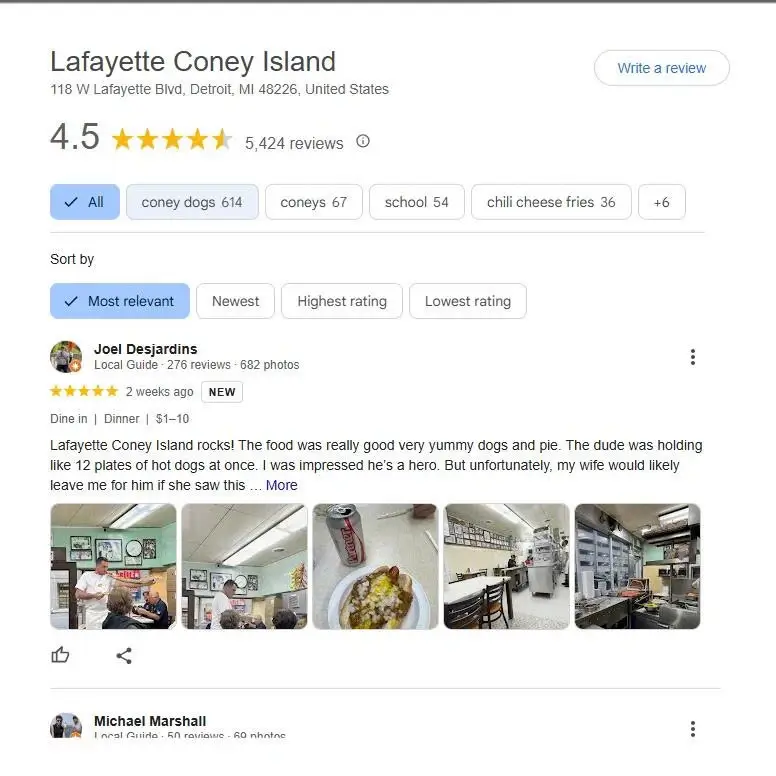 Customer Reviews of Lafayette Coney Island