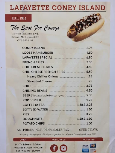 Lafayette Coney Island Menu